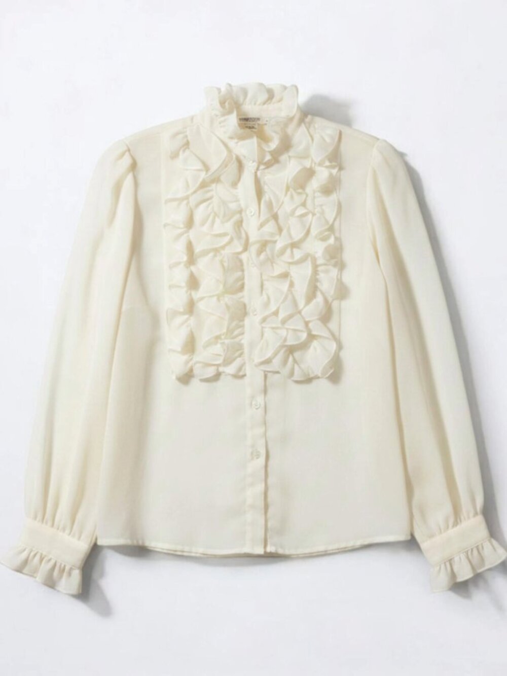 Lloyd Williams Vintage Ivory Solid Blouse Womens 8 Medium